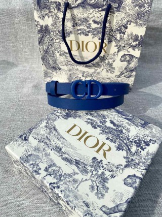 Dior CD Buckle Slim Belt – Royal Blue Leather view 9
