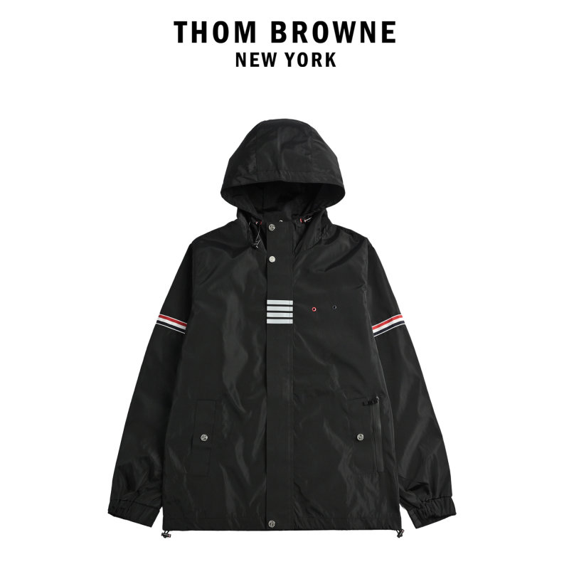 Essentials Black Nylon Track Jacket with Stripe Trim view