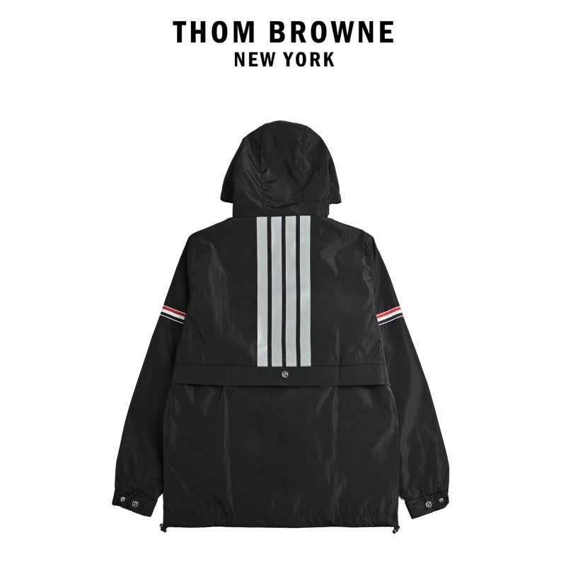 Essentials Black Nylon Track Jacket with Stripe Trim view