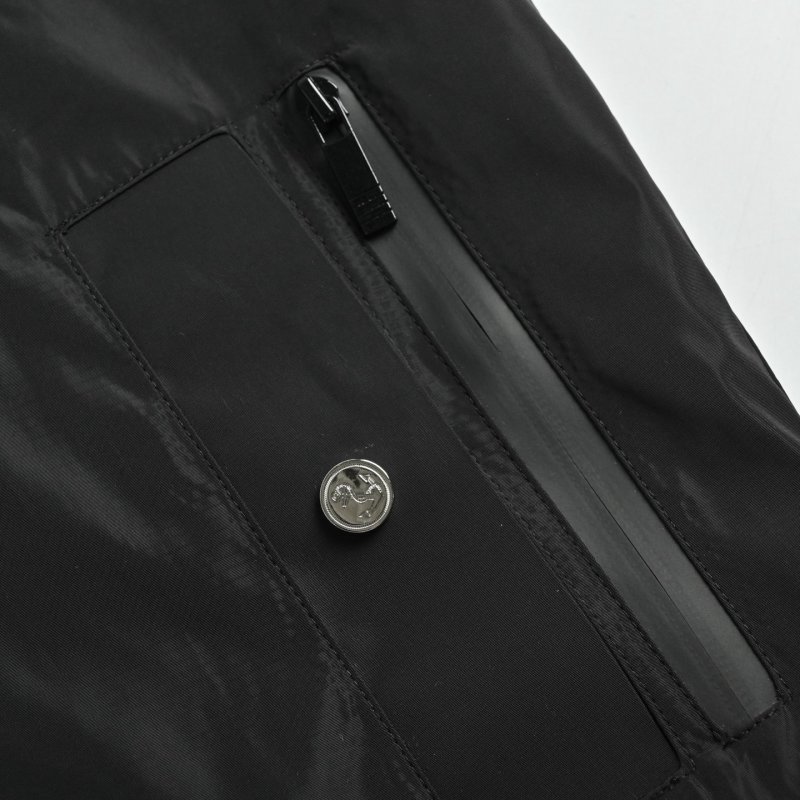 Essentials Black Nylon Track Jacket with Stripe Trim view