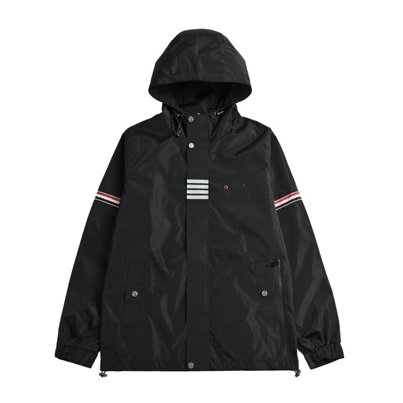 Essentials Black Nylon Track Jacket with Stripe Trim view