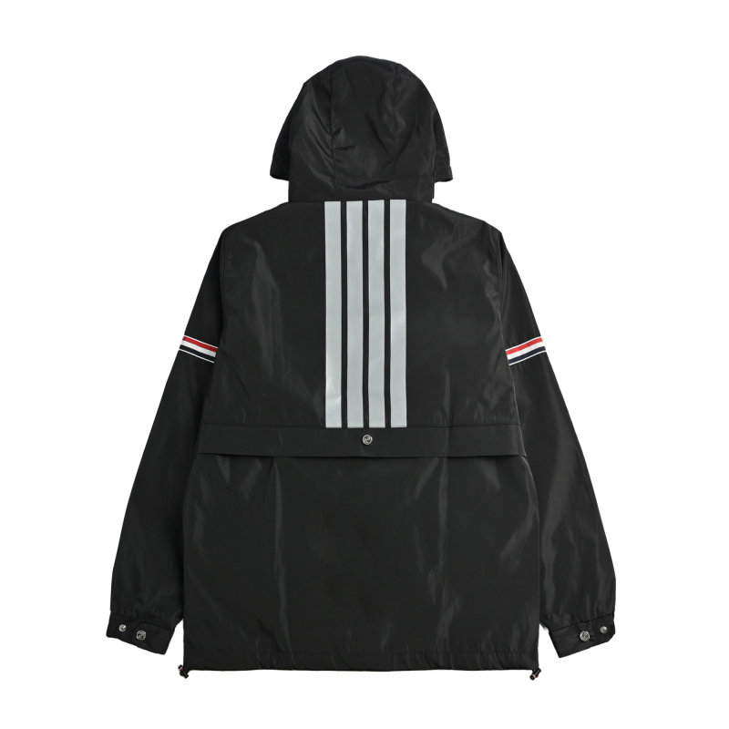 Essentials Black Nylon Track Jacket with Stripe Trim view