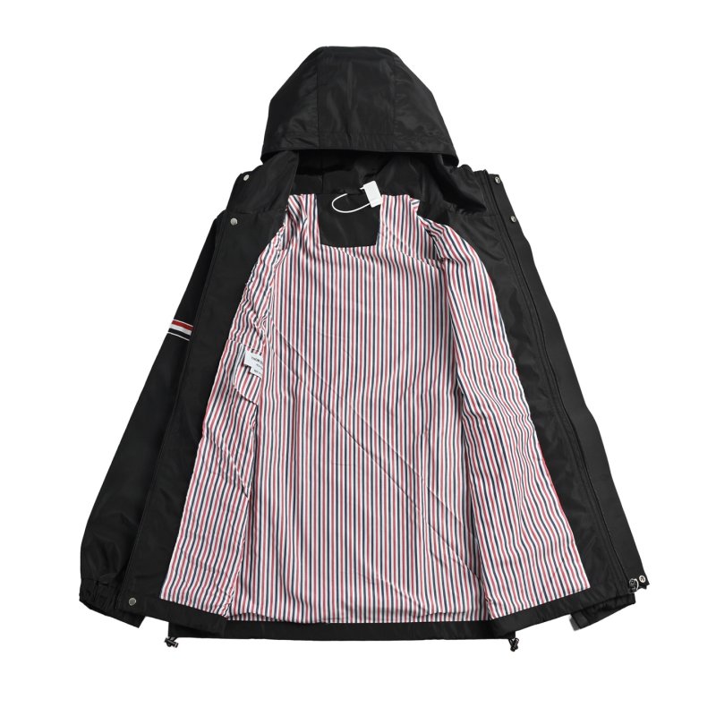 Essentials Black Nylon Track Jacket with Stripe Trim view