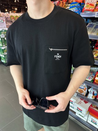 Fendi Black Pocket T-Shirt with Zip Detail view 1