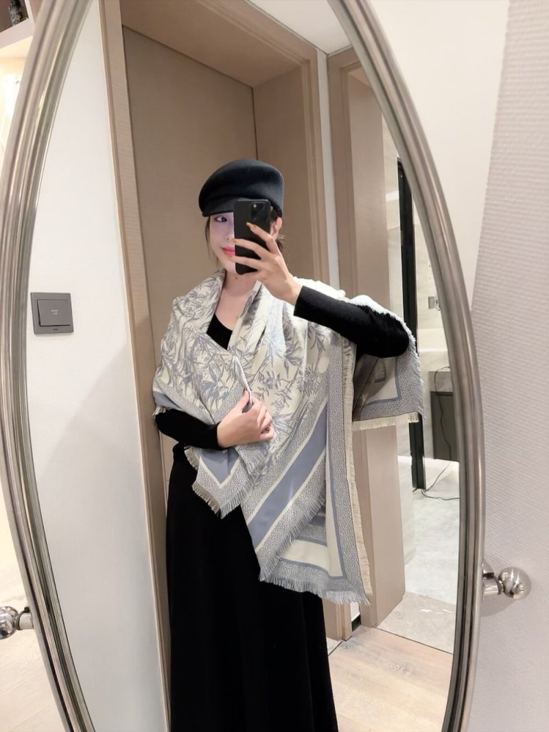 Dior Mitzah Natura Toile de Jouy Silk Scarf – White & Grey