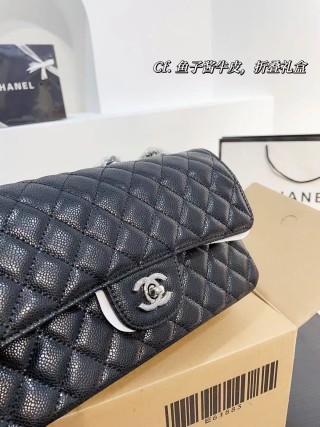Chanel Classic Quilted Caviar Leather Shoulder Bag Black view 2