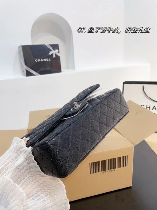 Chanel Classic Quilted Caviar Leather Shoulder Bag Black view 7