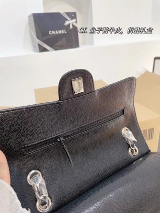 Chanel Classic Quilted Caviar Leather Shoulder Bag Black view 8