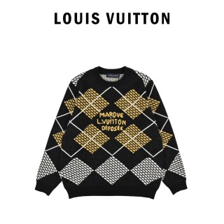 Louis Vuitton Damier Argyle Knit Sweater Black Gold view 1