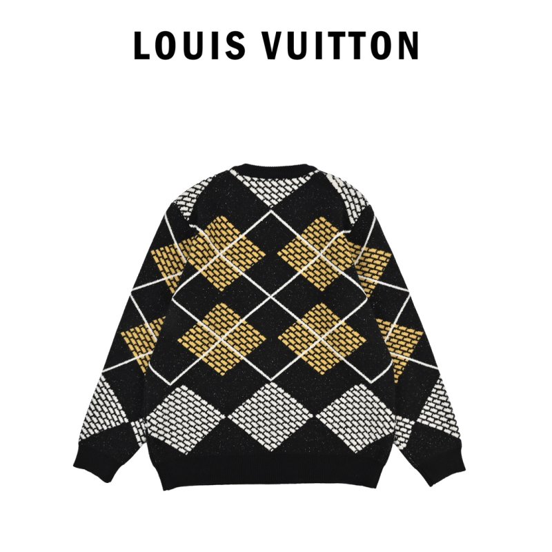 Louis Vuitton Damier Argyle Knit Sweater Black Gold view
