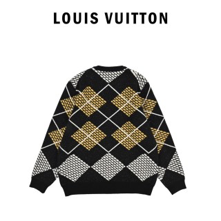 Louis Vuitton Damier Argyle Knit Sweater Black Gold view 2