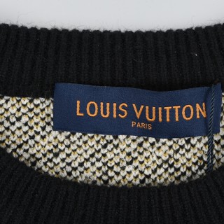 Louis Vuitton Damier Argyle Knit Sweater Black Gold view 3