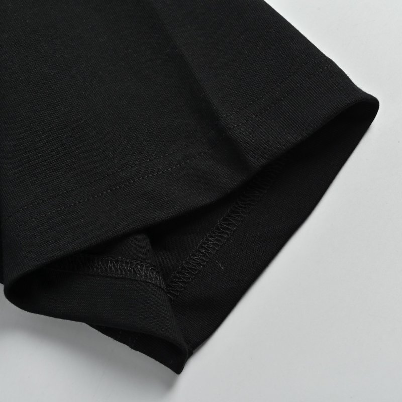 Black Short Sleeve T-Shirt with Green Clover Embroidery view