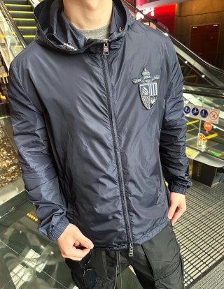 Burberry Navy Hooded Windbreaker Jacket view 1