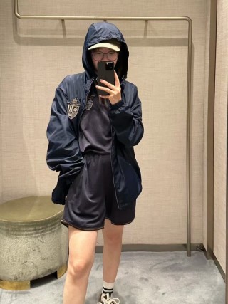 Burberry Navy Hooded Windbreaker Jacket view 8