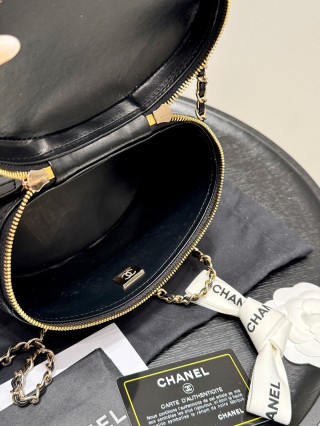 Chanel 25C Round Box Bag Black with Chain Strap view 9