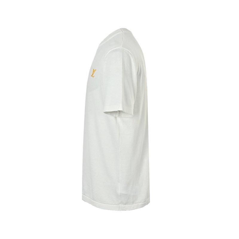 Louis Vuitton White Crew Neck T-Shirt with Gold LV Logo view