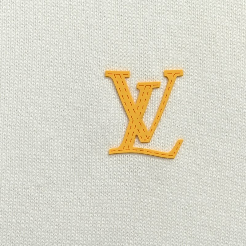Louis Vuitton White Crew Neck T-Shirt with Gold LV Logo view