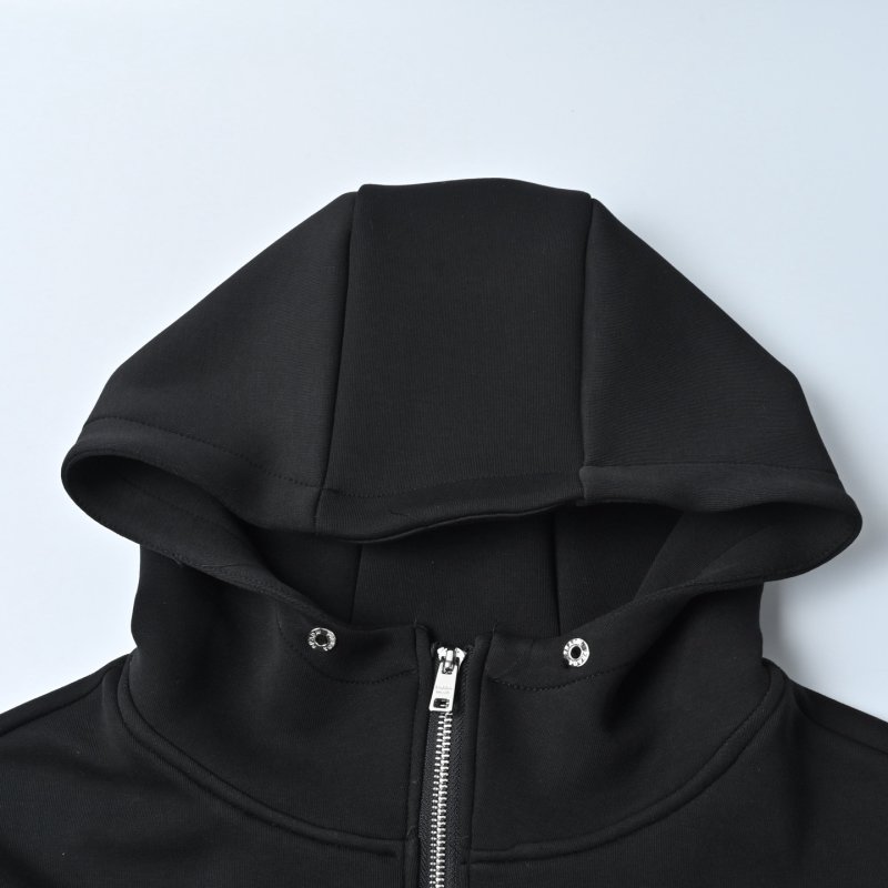 Essentials Black Zip-Up Jacket with Red Stripe Detail view