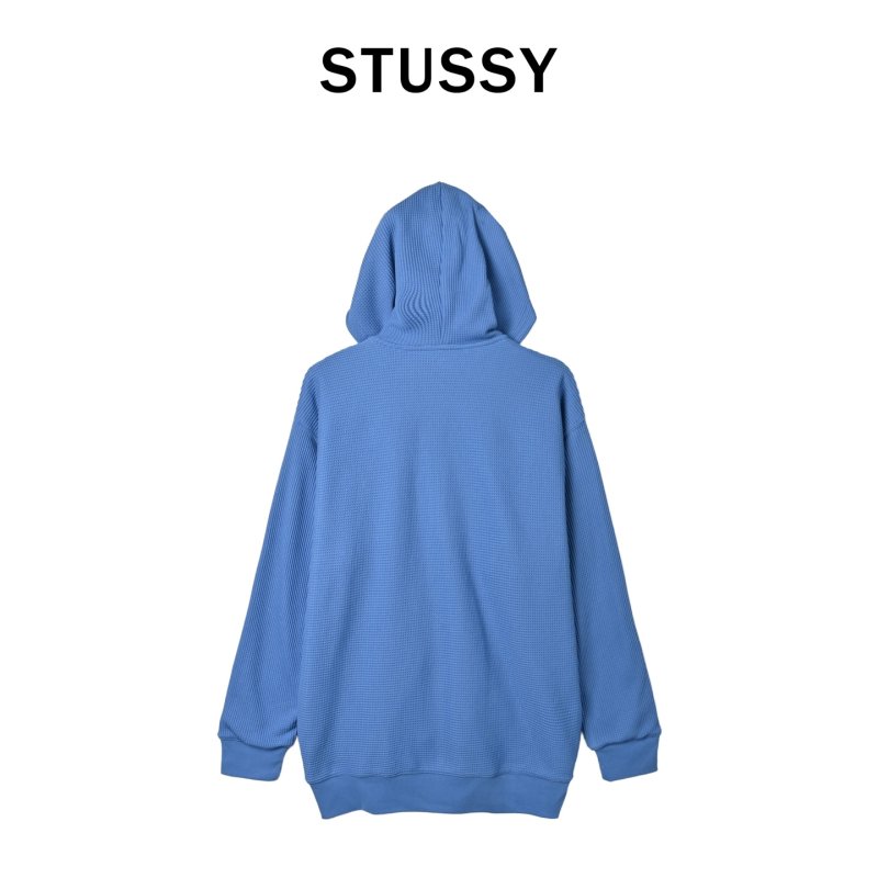 Blue Waffle Knit Zip Hoodie view