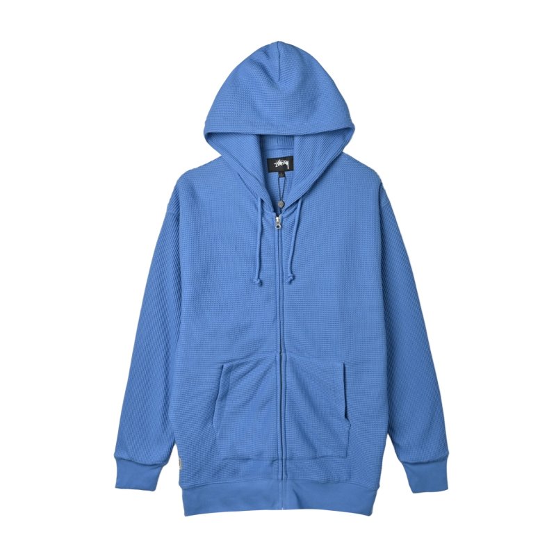 Blue Waffle Knit Zip Hoodie view