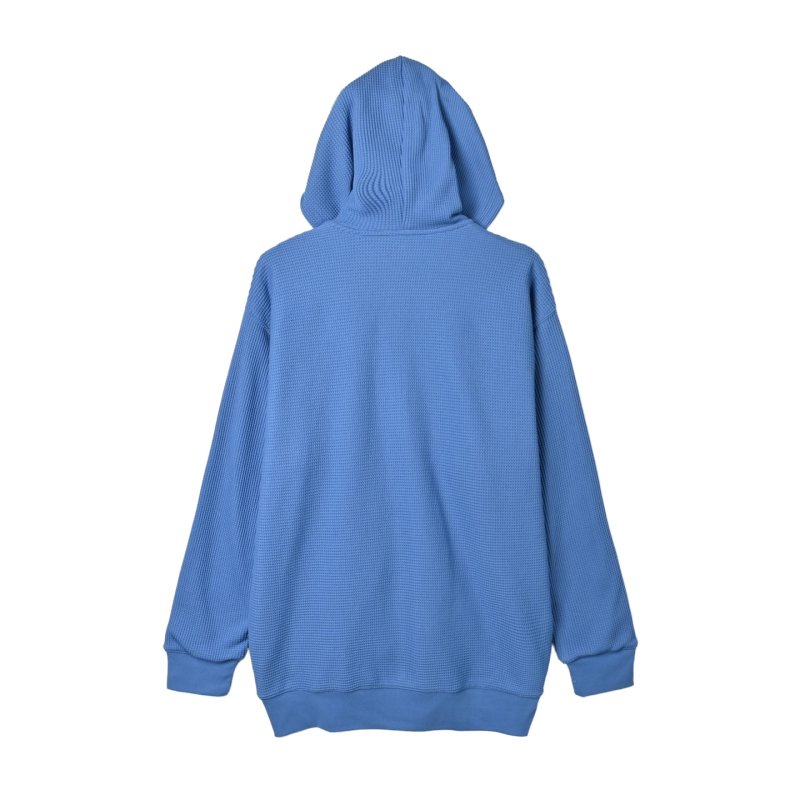 Blue Waffle Knit Zip Hoodie view