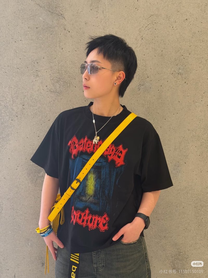 Balenciaga Graphic Print Black T-Shirt