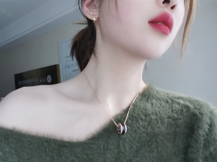 Bvlgari 18K Rose Gold Black Ceramic Diamond Necklace view 5