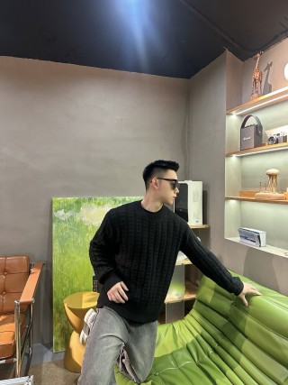 Stone Island Black Cable Knit Crew Neck Sweater view 7