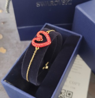 Swarovski Infinite Love Crystal Swan Heart Bracelet Red Gold view 2