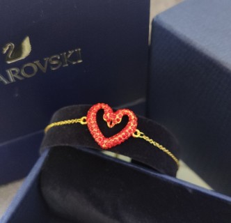 Swarovski Infinite Love Crystal Swan Heart Bracelet Red Gold view 6