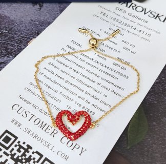 Swarovski Infinite Love Crystal Swan Heart Bracelet Red Gold view 9