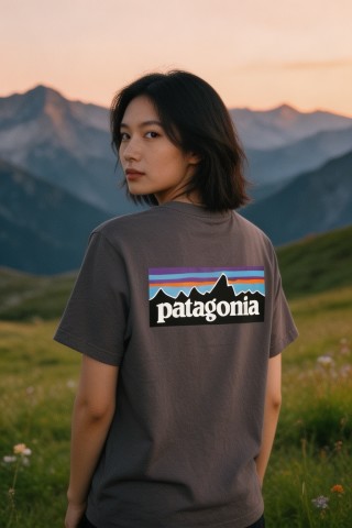 Patagonia Logo Inspired Charcoal T-Shirt
