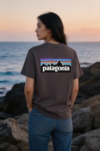 Patagonia Logo Inspired Charcoal T-Shirt view 2