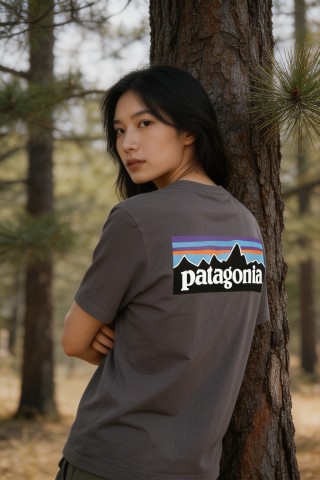Patagonia Logo Inspired Charcoal T-Shirt view 3
