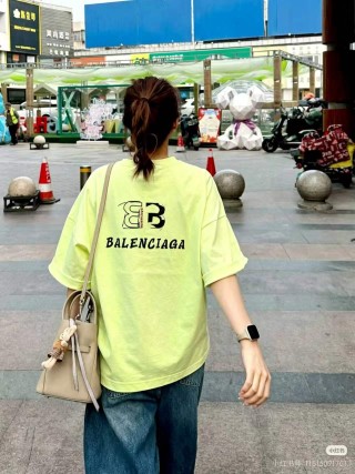 Balenciaga Neon Yellow Logo T-Shirt view 1