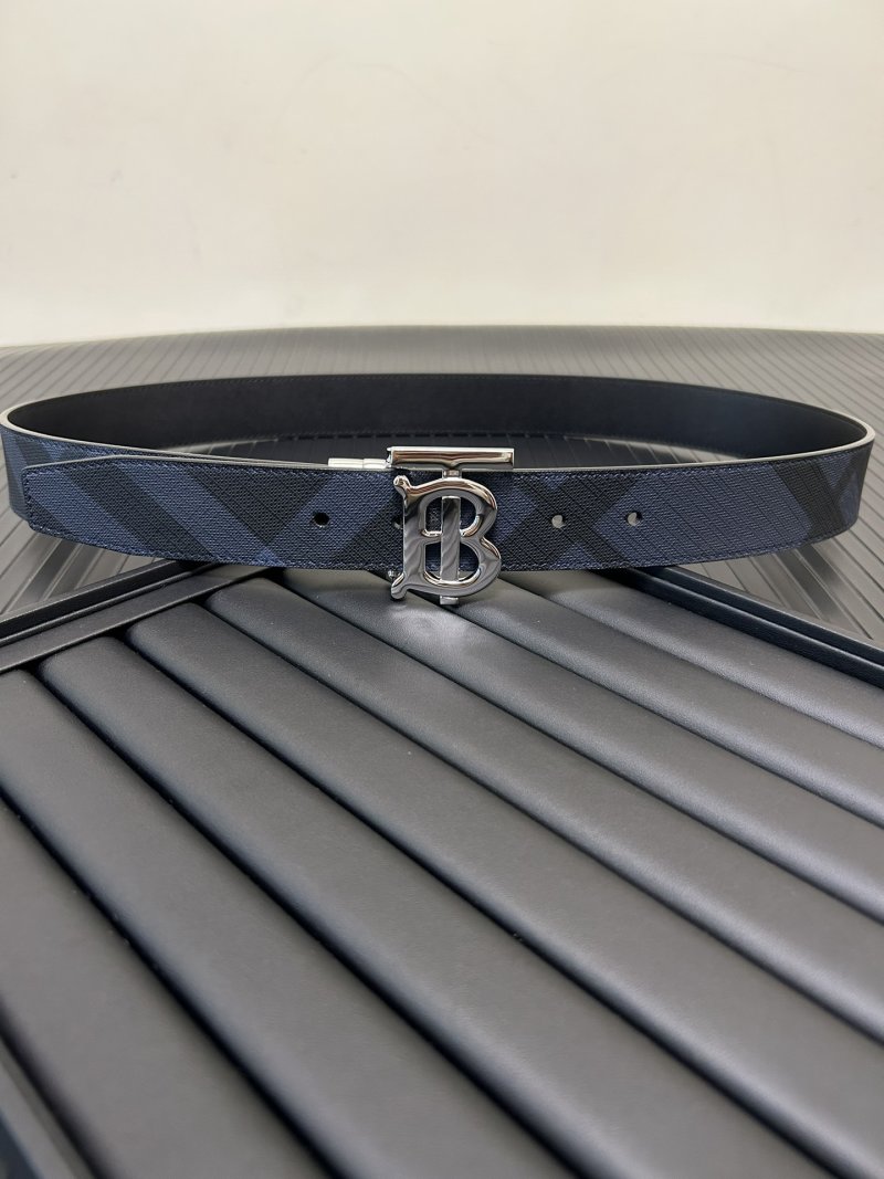 Burberry London Check Canvas Belt with Monogram Buckle - Blue view