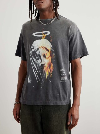 Black Graphic Angel Halo T-Shirt view 6