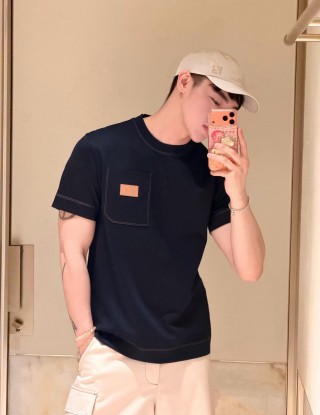 Black Pocket T-Shirt with Orange Label Detail view 5