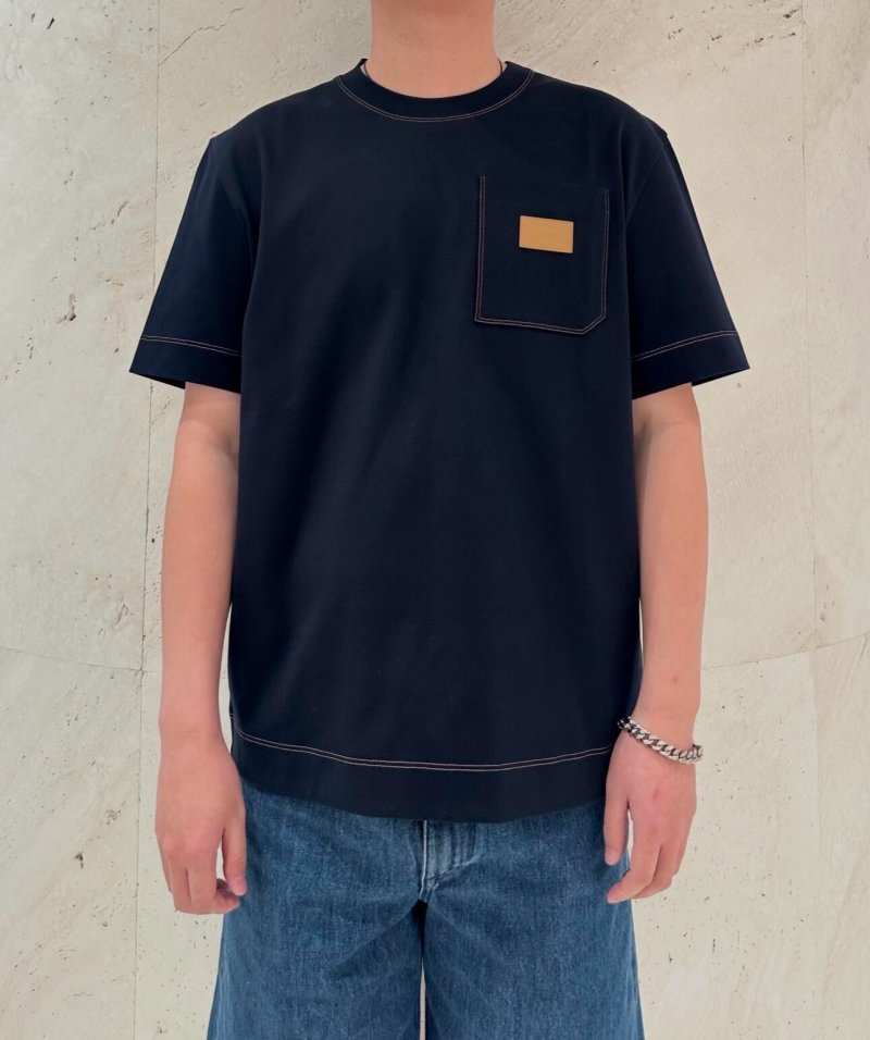 Black Pocket T-Shirt with Orange Label Detail view
