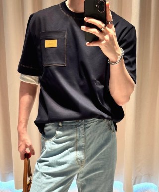 Black Pocket T-Shirt with Orange Label Detail view 7