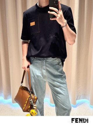 Black Pocket T-Shirt with Orange Label Detail view 8