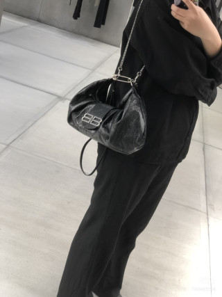 Balenciaga Pamela Black Crinkled Leather Shoulder Bag view 4