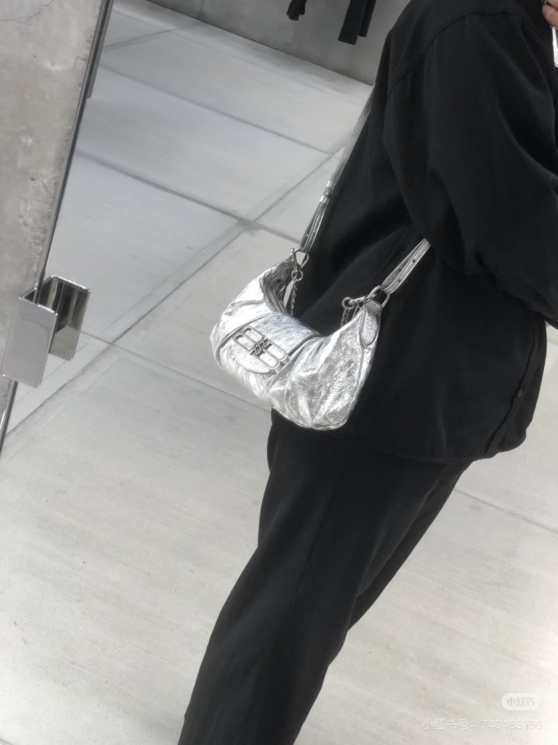 Balenciaga Pamela Black Crinkled Leather Shoulder Bag view