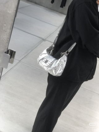 Balenciaga Pamela Black Crinkled Leather Shoulder Bag view 5