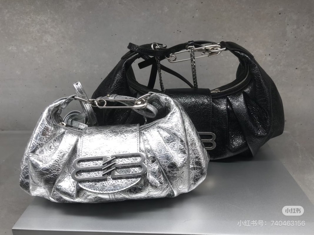 Balenciaga Pamela Black Crinkled Leather Shoulder Bag view