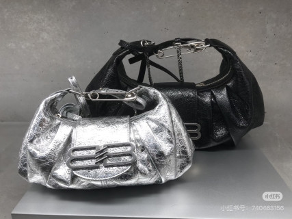 Balenciaga Pamela Black Crinkled Leather Shoulder Bag view 7