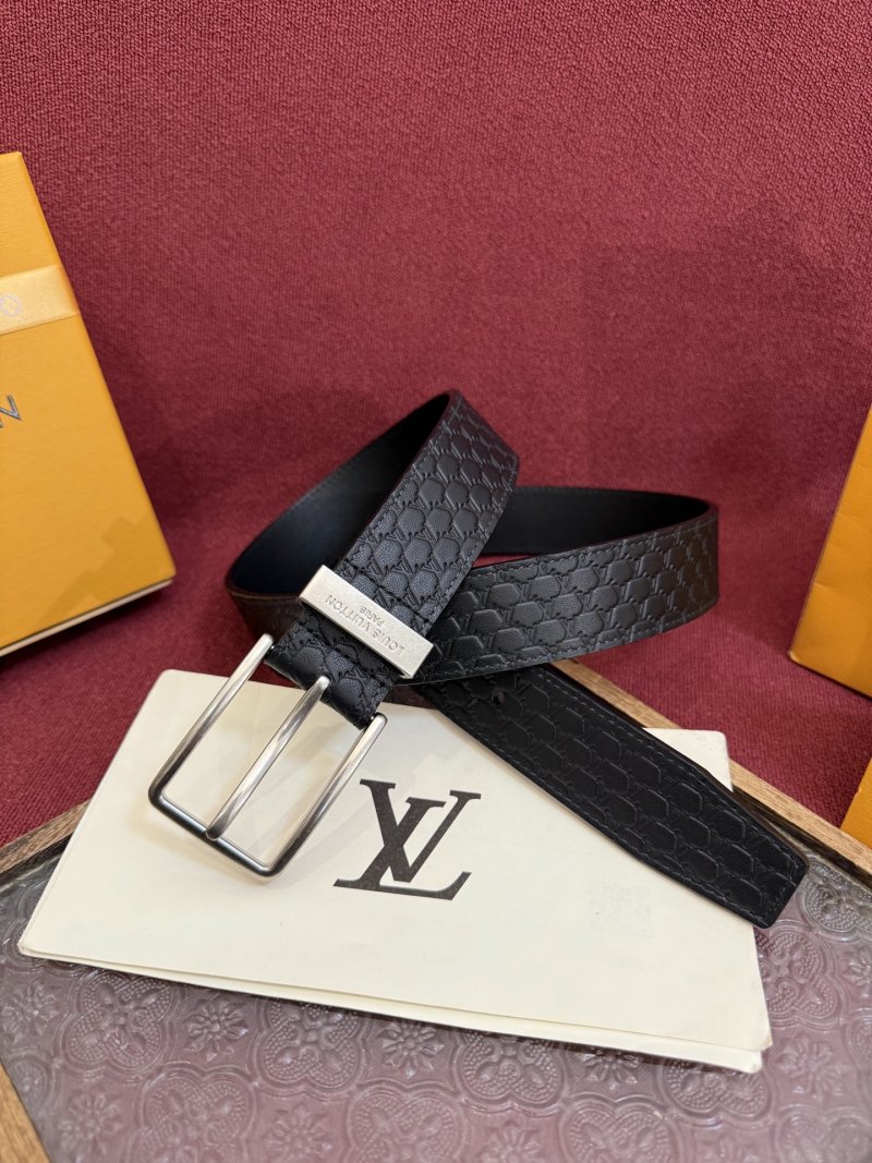 Louis Vuitton Monogram Embossed Leather Belt Black