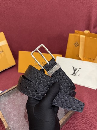Louis Vuitton Monogram Embossed Leather Belt Black view 3