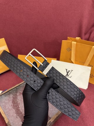 Louis Vuitton Monogram Embossed Leather Belt Black view 6